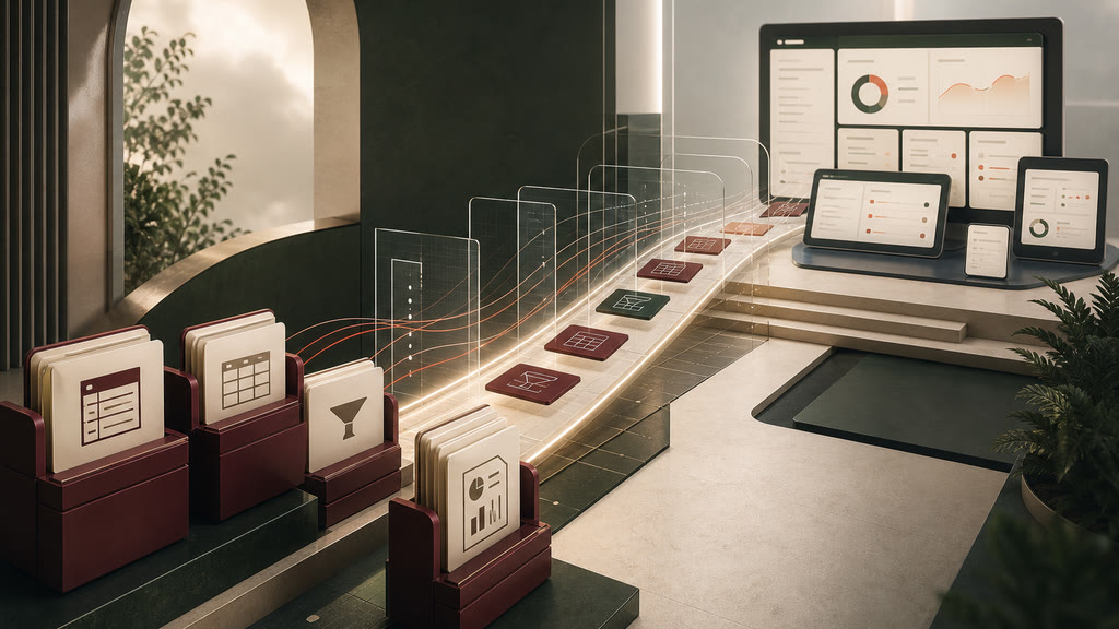 Le suivi des fonds, des valorisations et des contrôles évoluant vers une application web partagée.