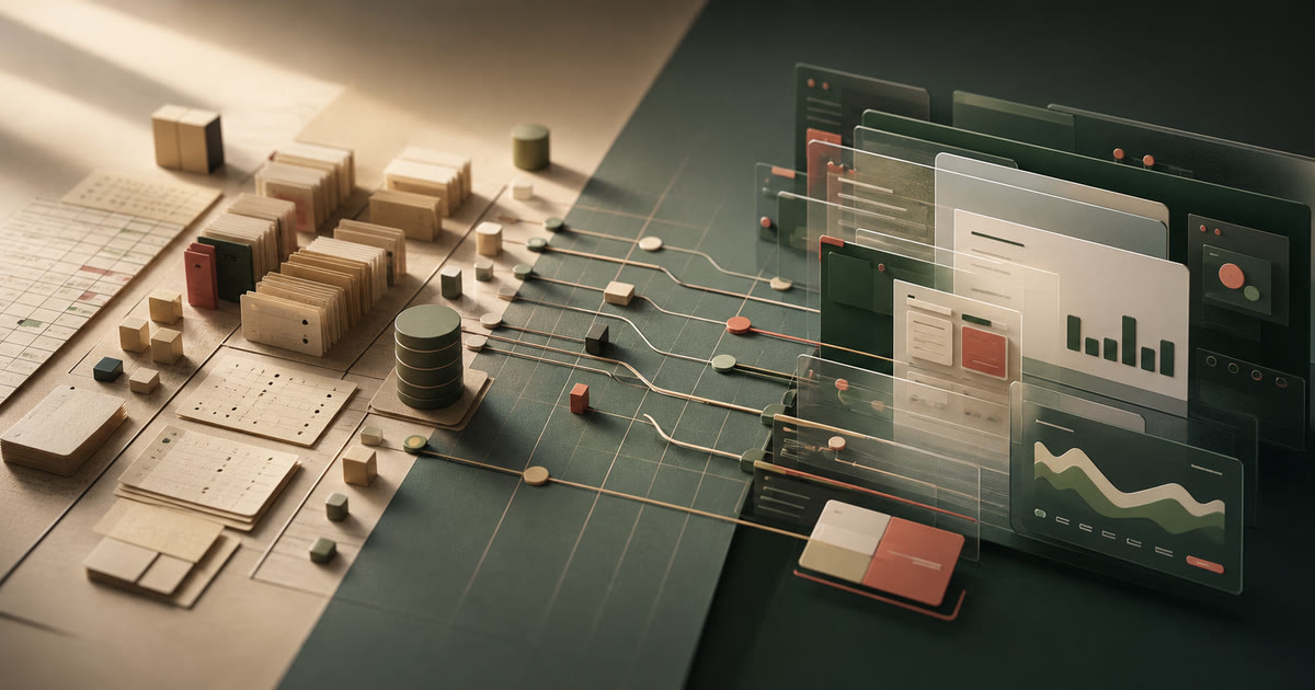 Cartographie visuelle reliant plusieurs outils métier et sources de données d’une PME